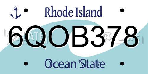 6QOB378 Rhode Island License Plate