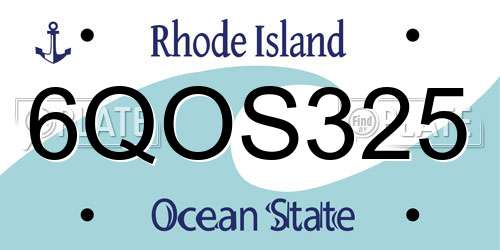 6QOS325 Rhode Island License Plate
