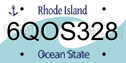 6QOS328 Rhode Island License Plate