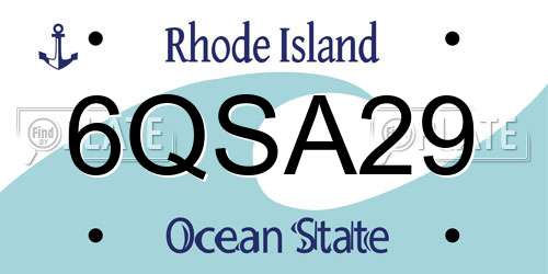 6QSA29 Rhode Island License Plate