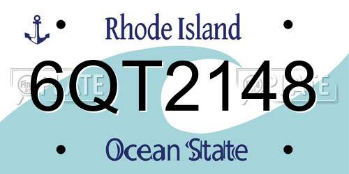 6QT2148 Rhode Island License Plate