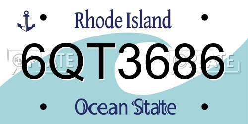 6QT3686 Rhode Island License Plate