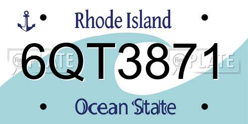 6QT3871 Rhode Island License Plate