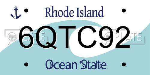 6QTC92 Rhode Island License Plate