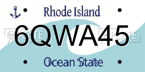 6QWA45 Rhode Island License Plate