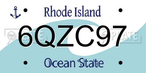 6QZC97 Rhode Island License Plate