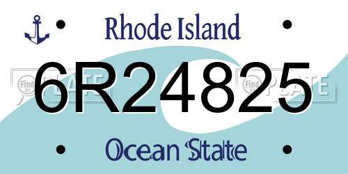 6R24825 Rhode Island License Plate