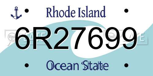 6R27699 Rhode Island License Plate