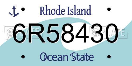6R58430 Rhode Island License Plate