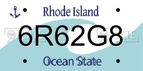 6R62G8 Rhode Island License Plate
