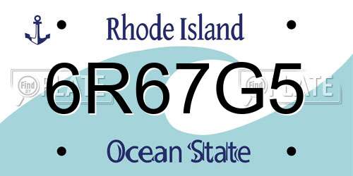 6R67G5 Rhode Island License Plate