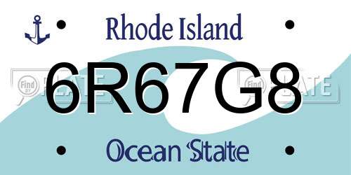 6R67G8 Rhode Island License Plate