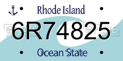 6R74825 Rhode Island License Plate