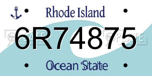6R74875 Rhode Island License Plate