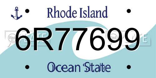 6R77699 Rhode Island License Plate