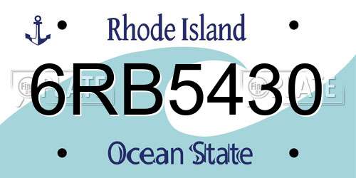 6RB5430 Rhode Island License Plate
