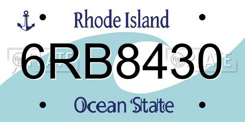 6RB8430 Rhode Island License Plate