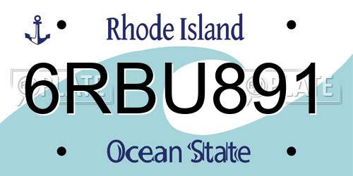 6RBU891 Rhode Island License Plate
