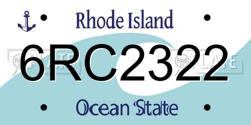 6RC2322 Rhode Island License Plate