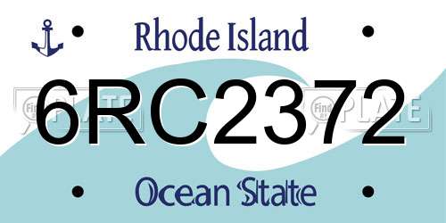 6RC2372 Rhode Island License Plate