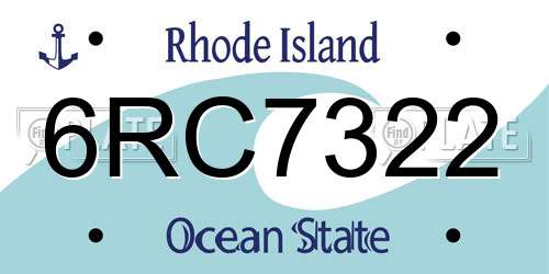 6RC7322 Rhode Island License Plate