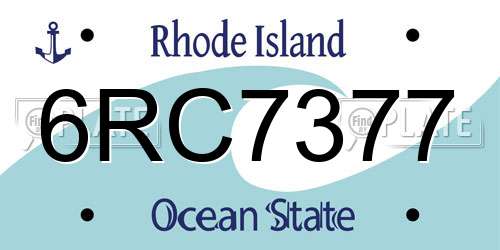 6RC7377 Rhode Island License Plate