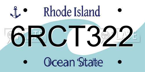 6RCT322 Rhode Island License Plate