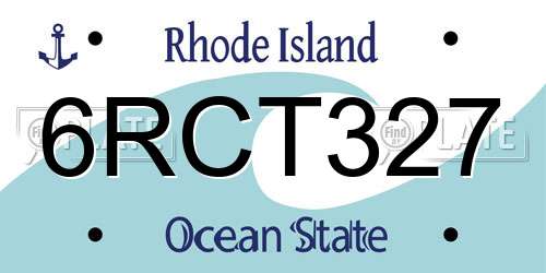6RCT327 Rhode Island License Plate