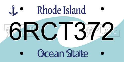 6RCT372 Rhode Island License Plate