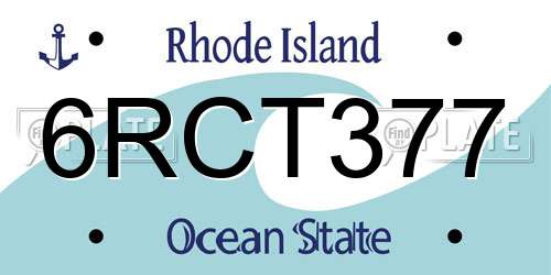 6RCT377 Rhode Island License Plate
