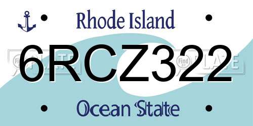 6RCZ322 Rhode Island License Plate