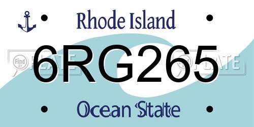 6RG265 Rhode Island License Plate