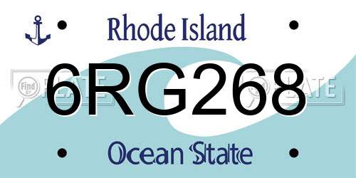6RG268 Rhode Island License Plate