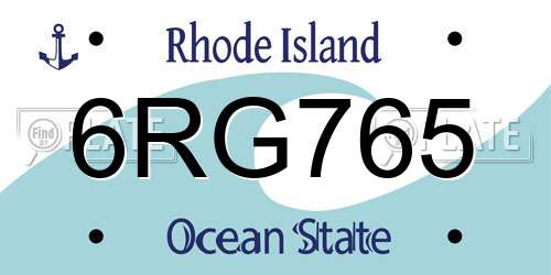 6RG765 Rhode Island License Plate