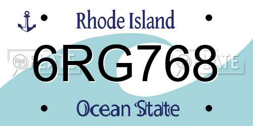 6RG768 Rhode Island License Plate