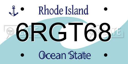 6RGT68 Rhode Island License Plate