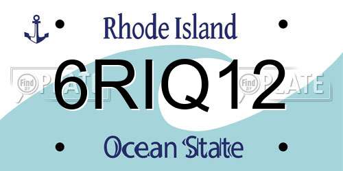 6RIQ12 Rhode Island License Plate