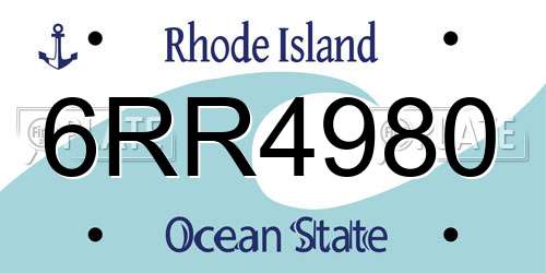 6RR4980 Rhode Island License Plate