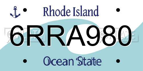 6RRA980 Rhode Island License Plate
