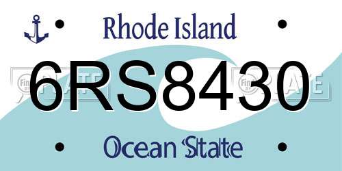 6RS8430 Rhode Island License Plate