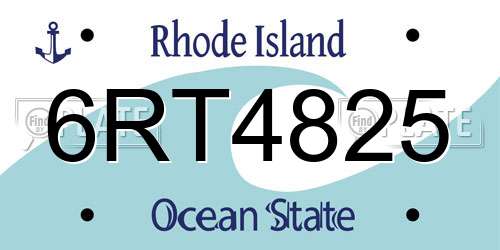 6RT4825 Rhode Island License Plate