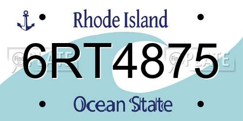6RT4875 Rhode Island License Plate