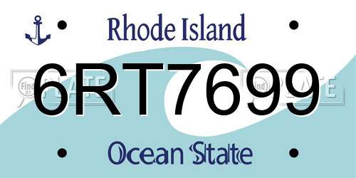 6RT7699 Rhode Island License Plate