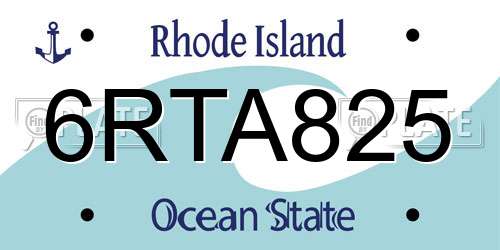 6RTA825 Rhode Island License Plate