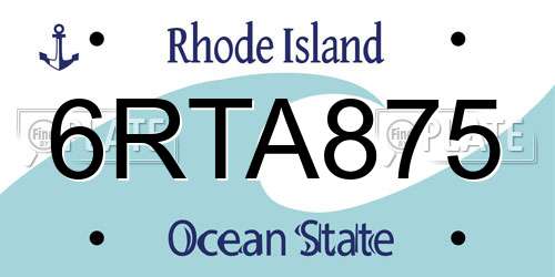 6RTA875 Rhode Island License Plate