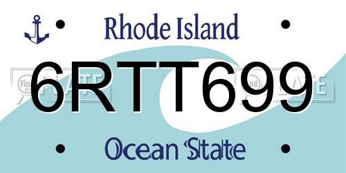 6RTT699 Rhode Island License Plate