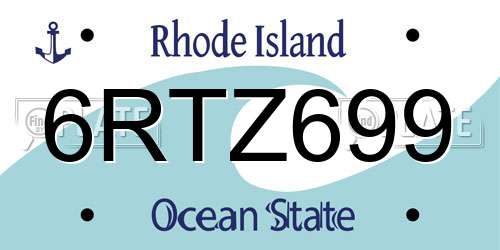 6RTZ699 Rhode Island License Plate
