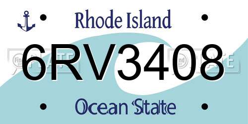 6RV3408 Rhode Island License Plate