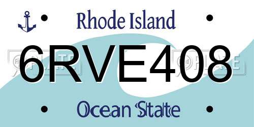 6RVE408 Rhode Island License Plate