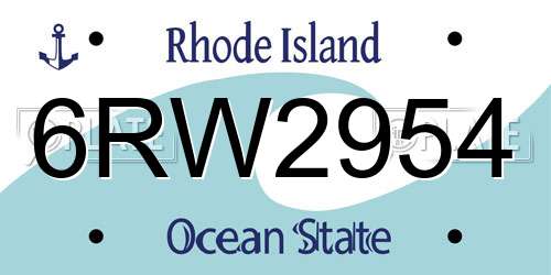 6RW2954 Rhode Island License Plate